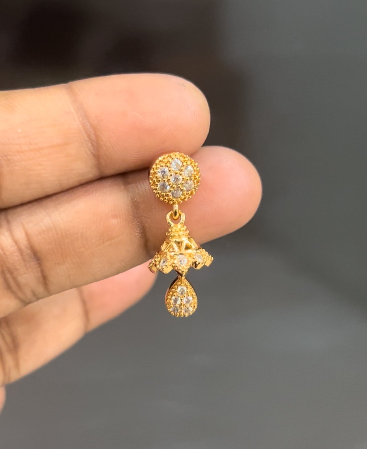 CZ small Jumka stud with round shape