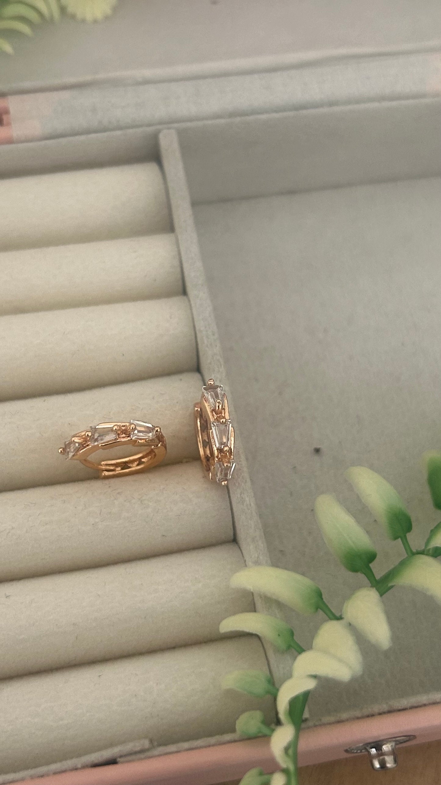 Baguette Cut CZ Hoop Earrings | Stylish-Mini Hoops