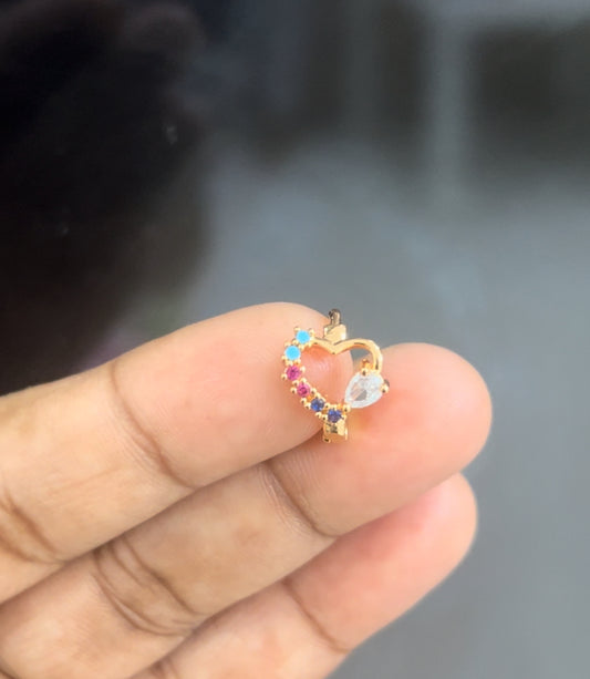 CZ heart shape multi colour Bali