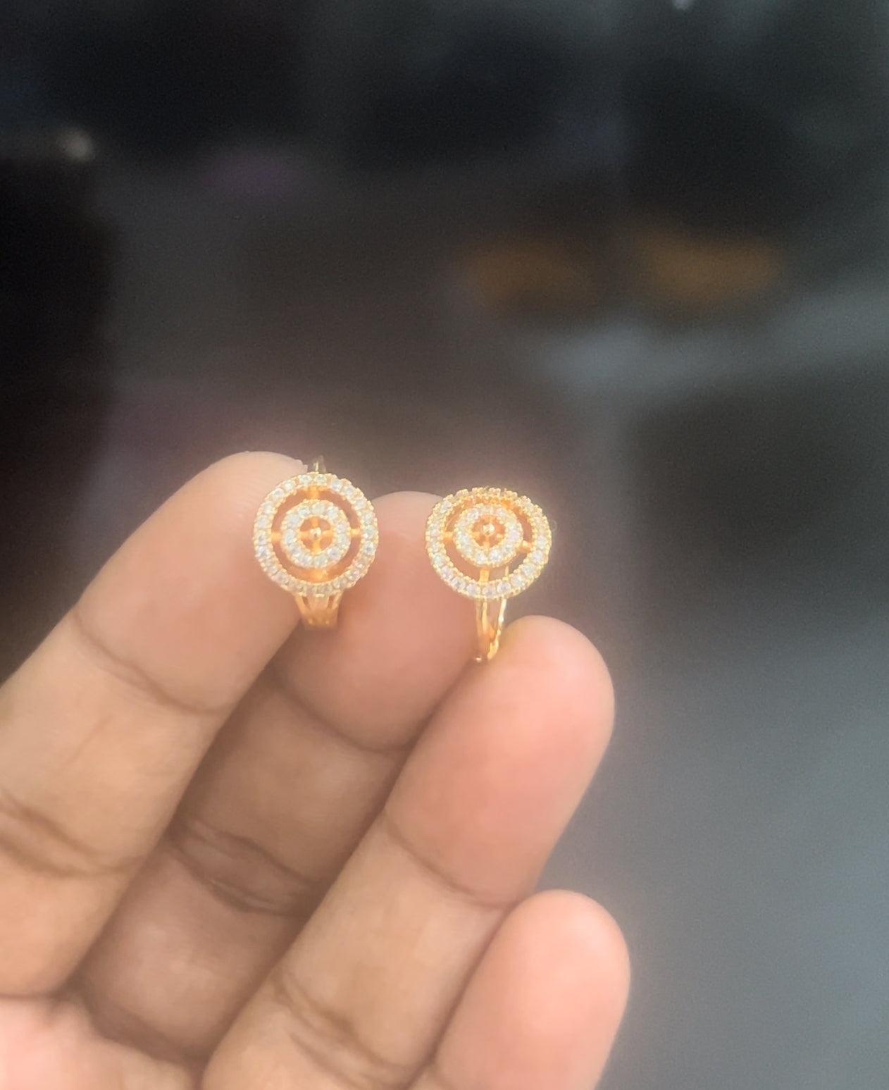 CZ round Bali earrings