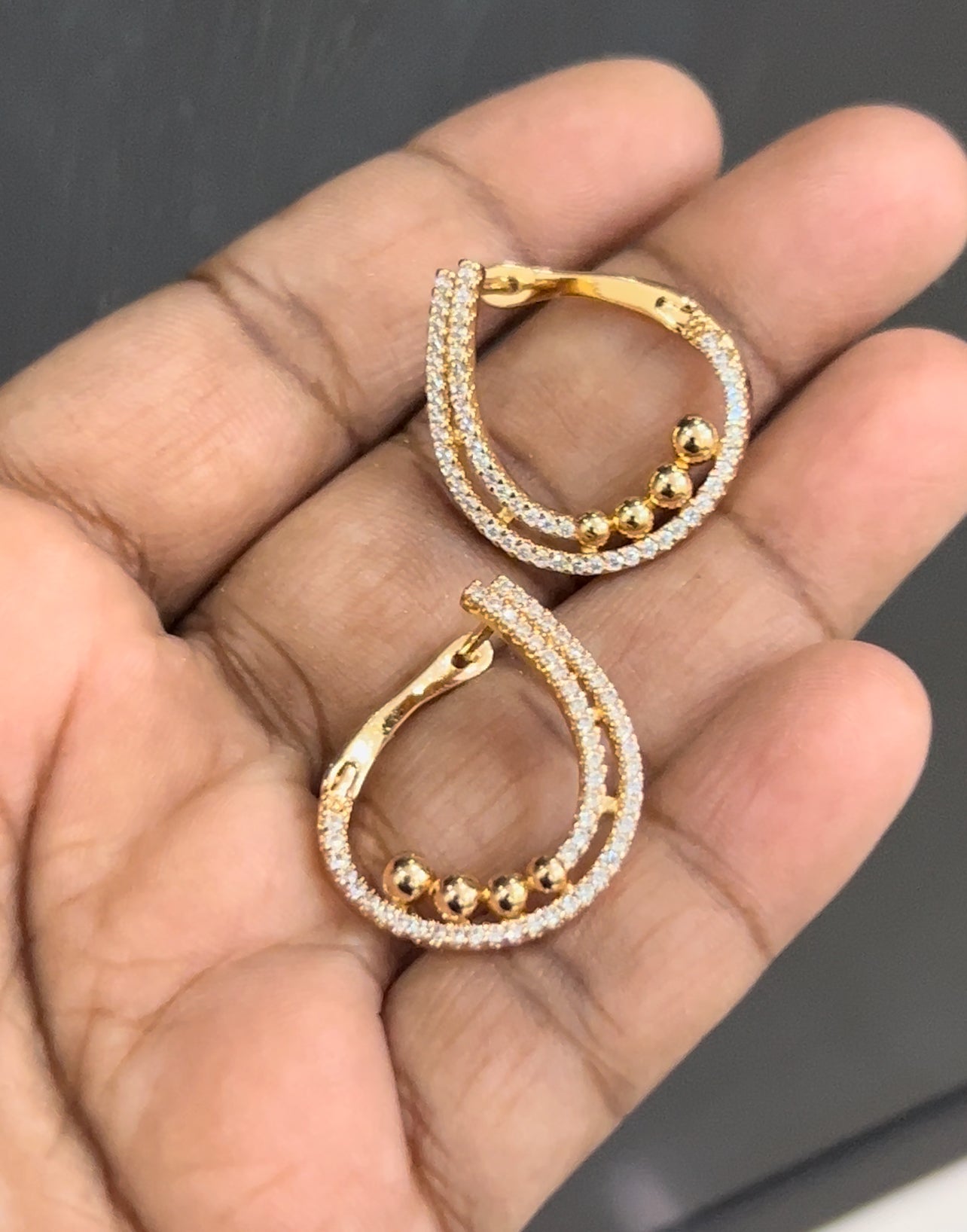 CZ 2 line Bali earrings