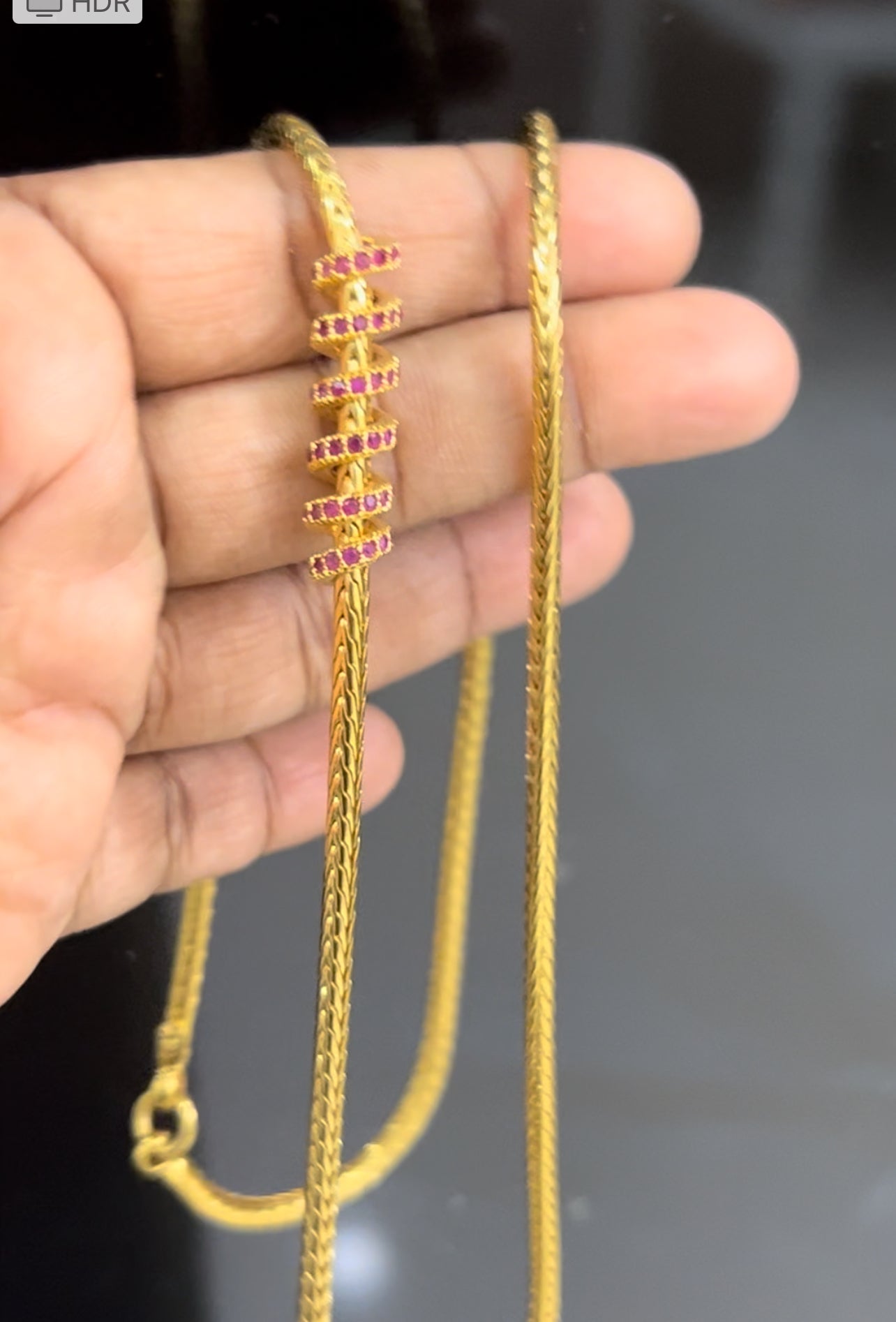 Micro gold plated mop chain with side pendant