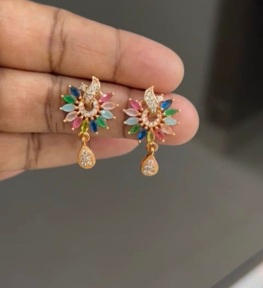 CZ MULTICOLOURED DROP EARRINGS