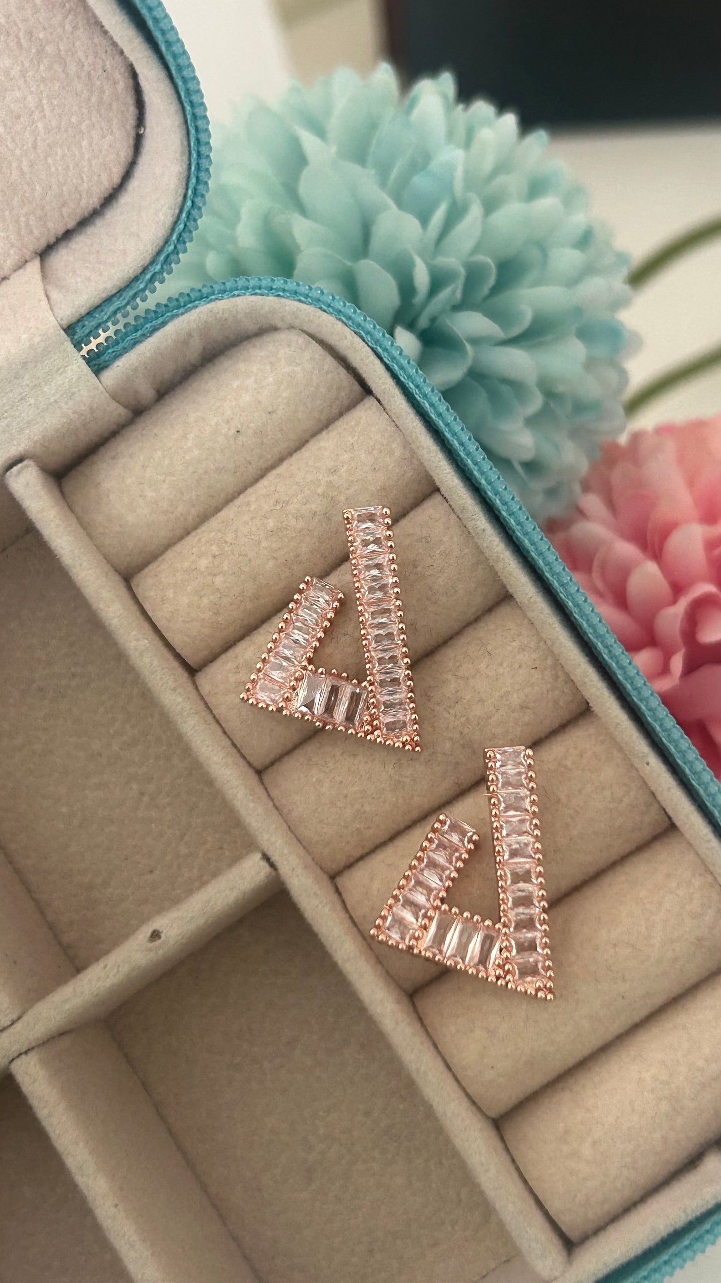 CZ l shaped earrings