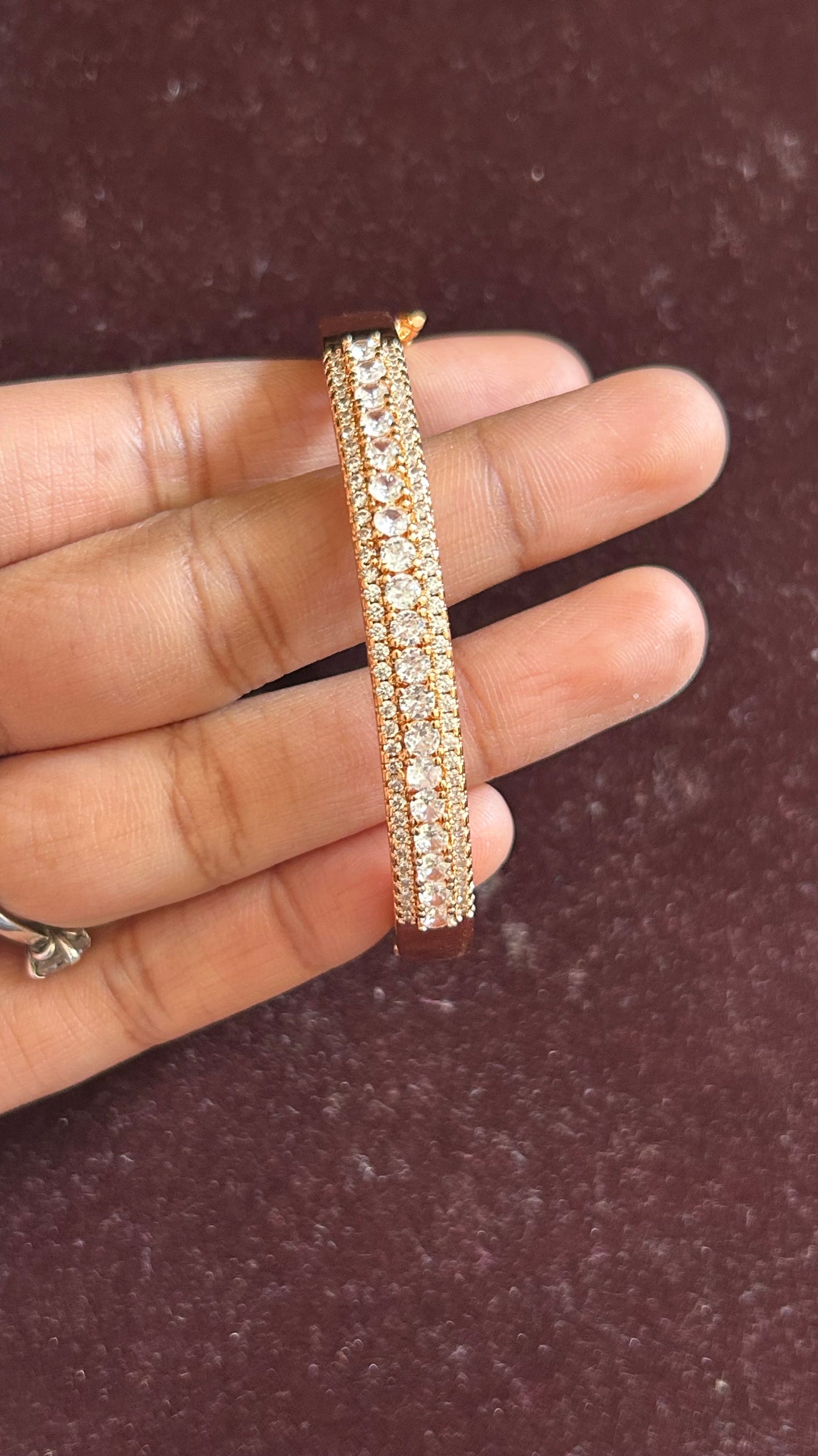 Luxury Rose Gold Finish CZ Openable Kada for Women