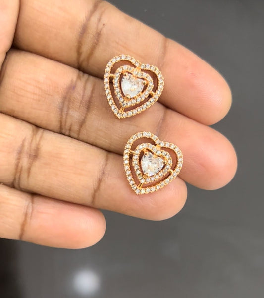 CZ Heart shape white stone stud