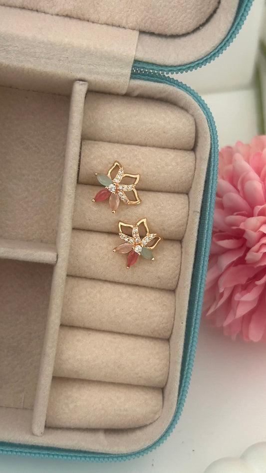 CZ MULTICOLOURED FLOWER  STUD