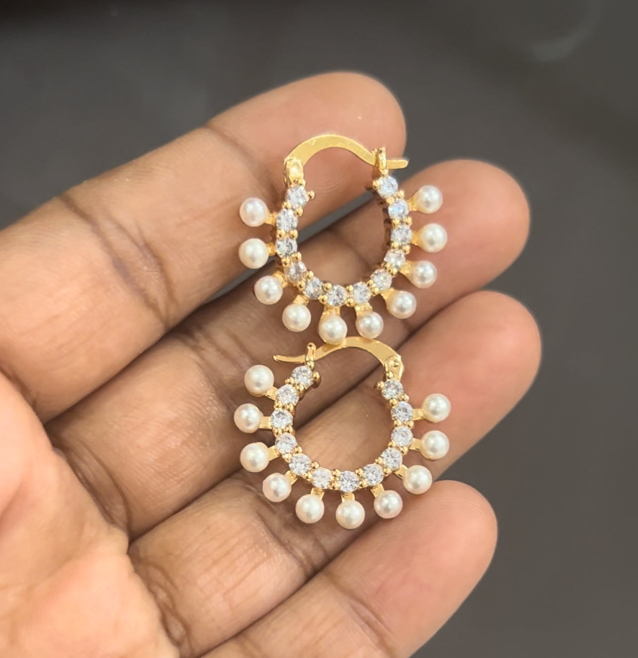 CZ fancy Bali with pearls