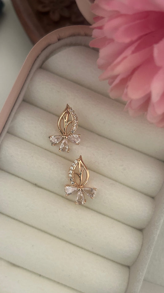 CZ leaf stud with 3 petals