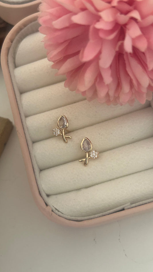 CZ small studs with flower