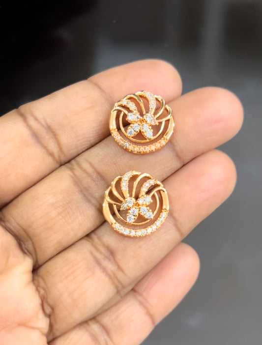 CZ round shape spiral stud