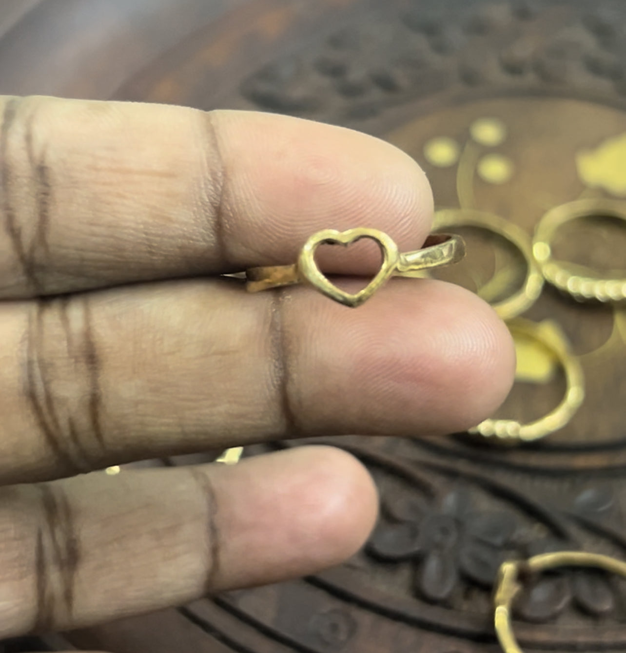 Panchaloham rings in leaf and heart shape