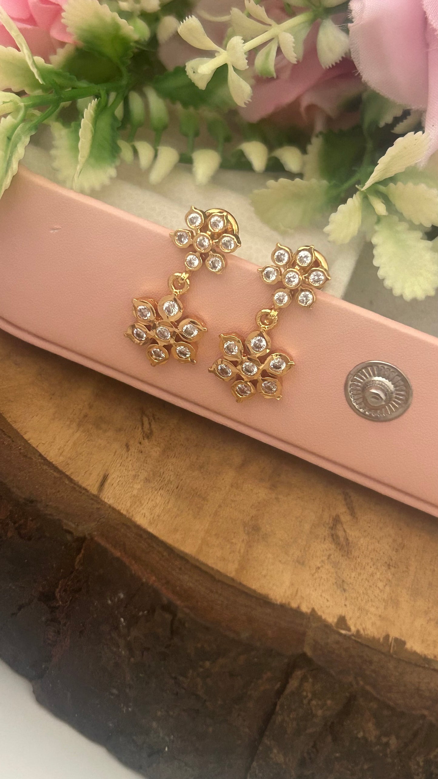 Elegant Flower Drop Panchaloham Earrings – Lightweight & Shiny Finish