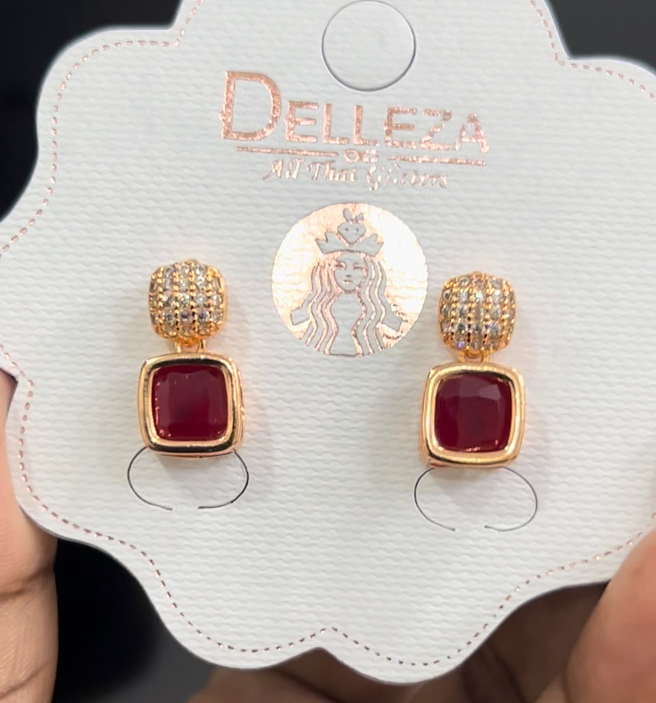 CZ red cute earrings