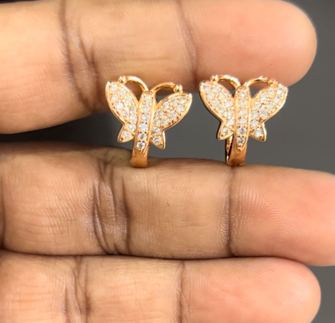 CZ Butterfly shape Bali Earrings