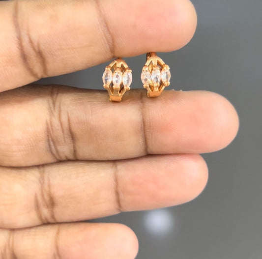 CZ 3 STONE BALI EAR RINGS