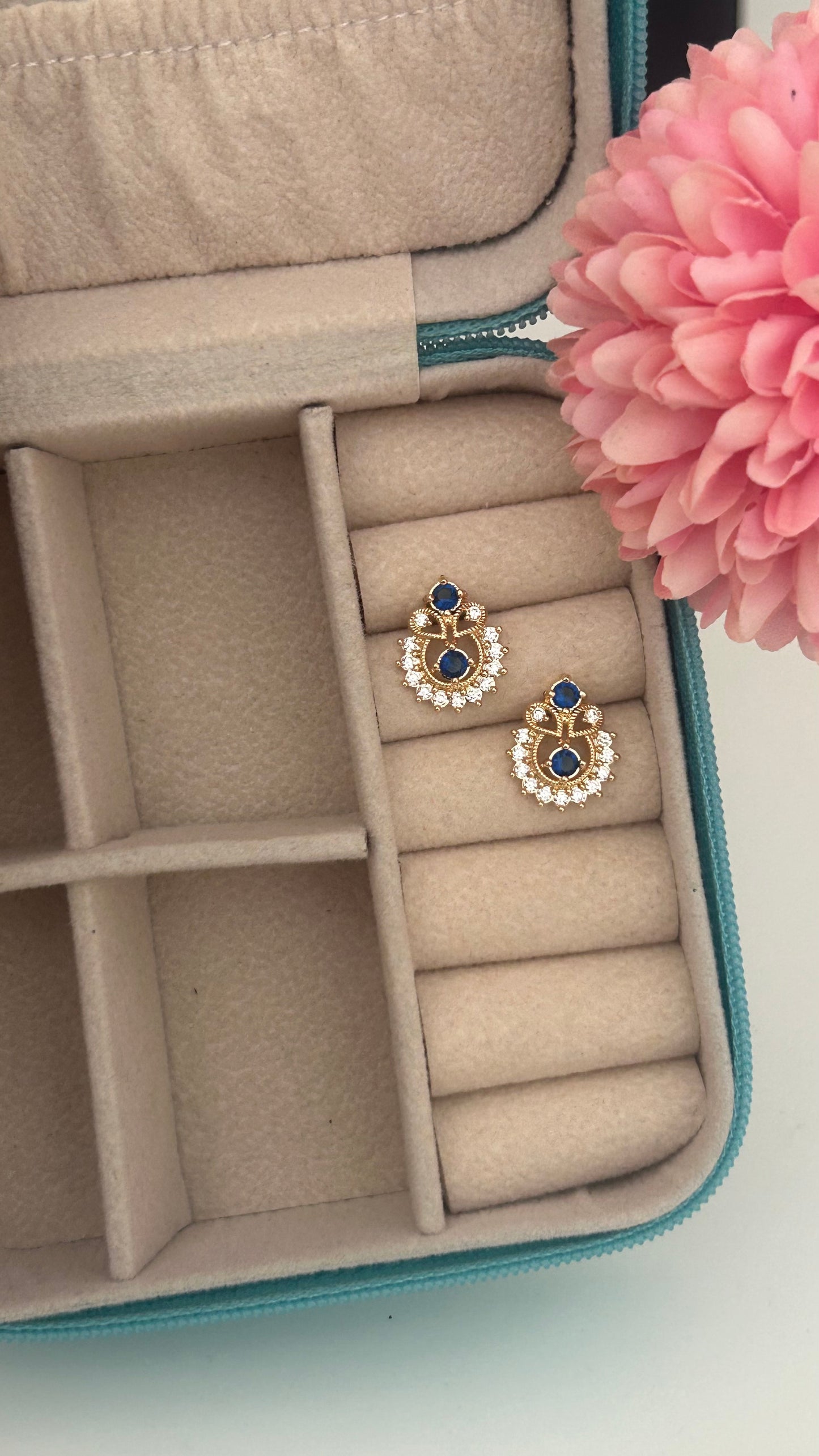 CZ Blue Sapphire Stud Earrings