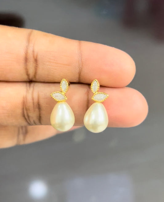 Cz pearl drop earrings