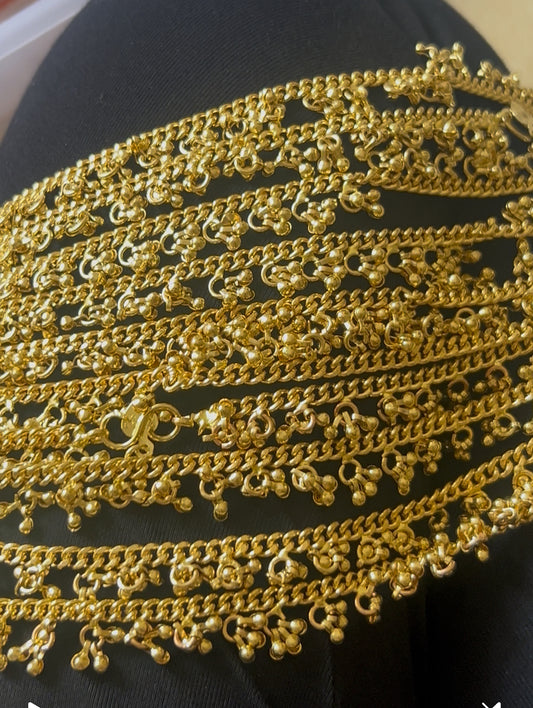 Handcrafted Panchaloham Anklets – Unpolished 10.5 Inch Design