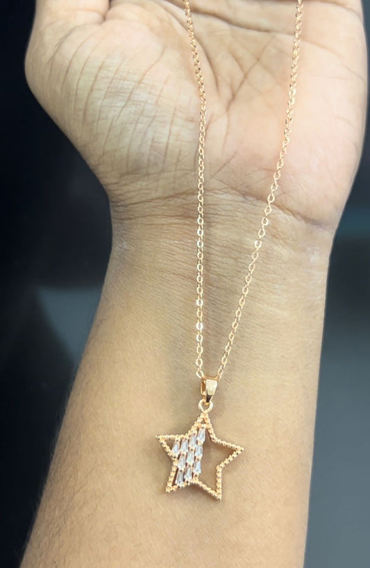 CZ Star shape locket and chain set