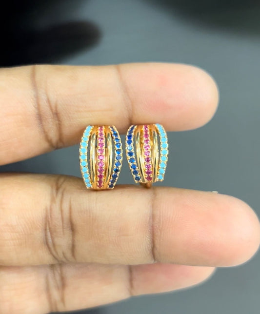 CZ Multi Colored Bali Earrings