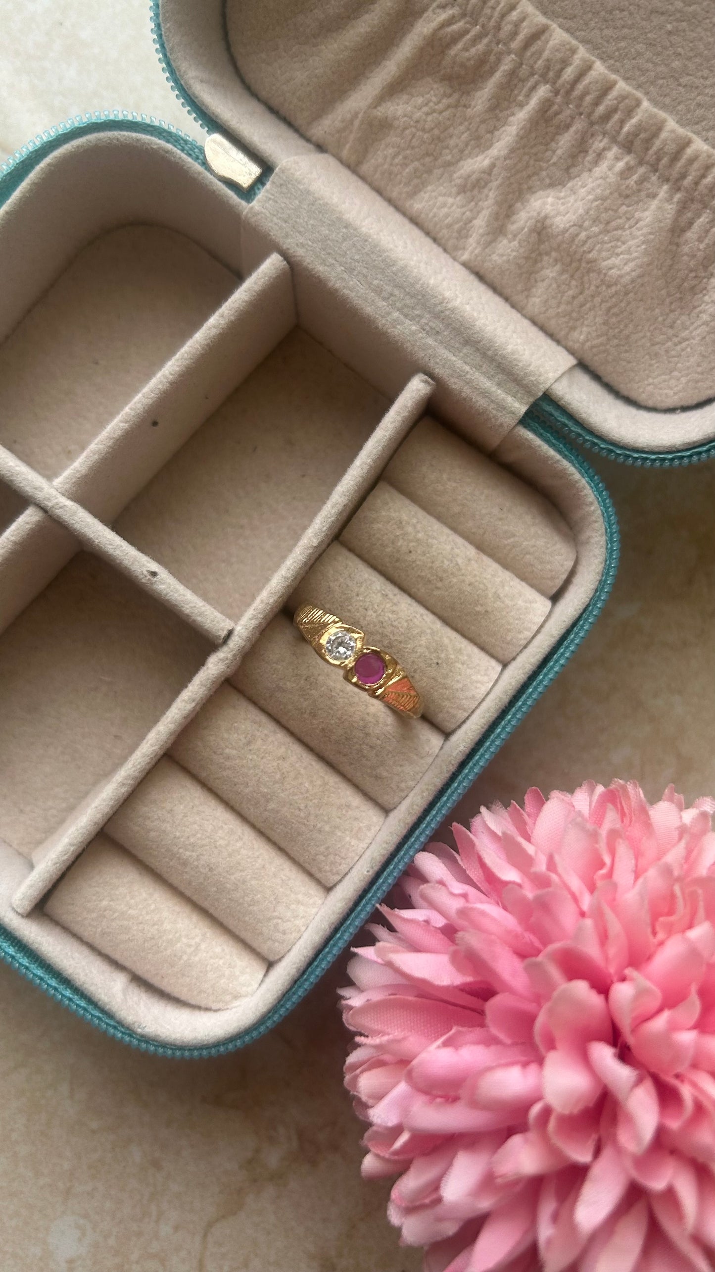 Panchaloham 2 stone finger ring