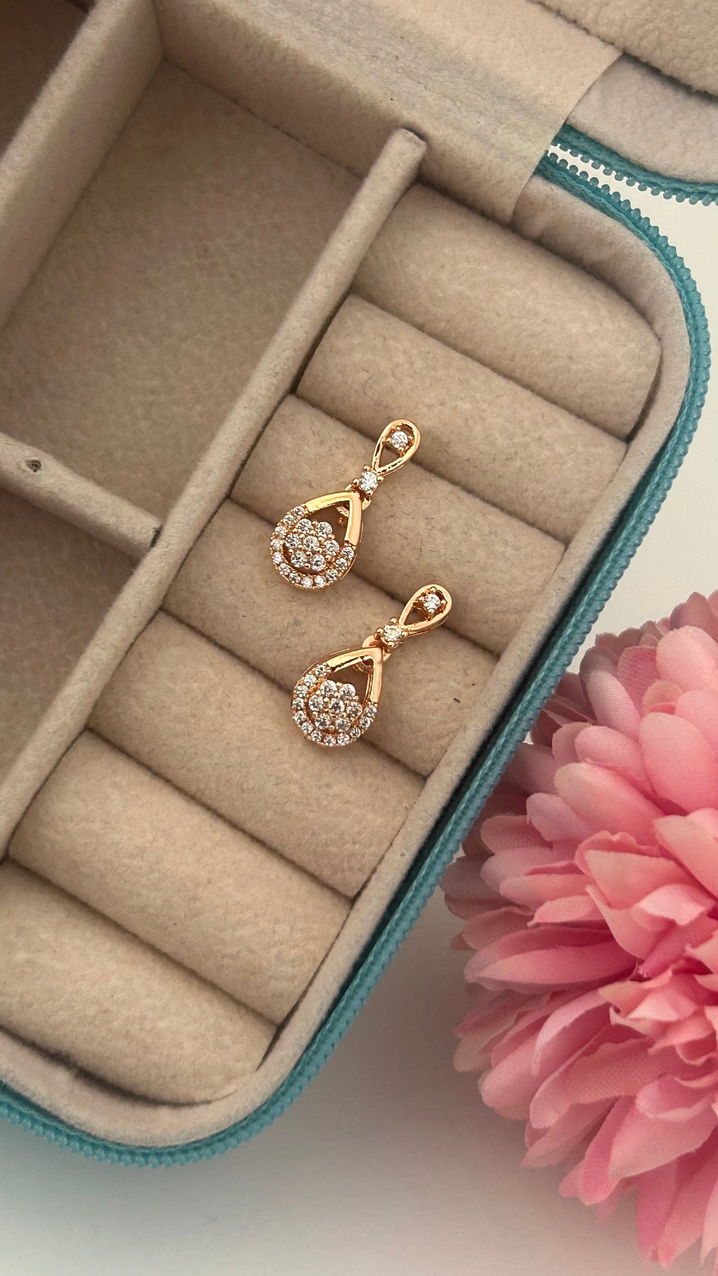 CZ oval shape hanging stud