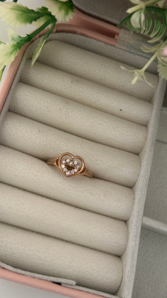 Double Heart Panchaloham Ring – Sparkling Stone Design for Everyday Elegance