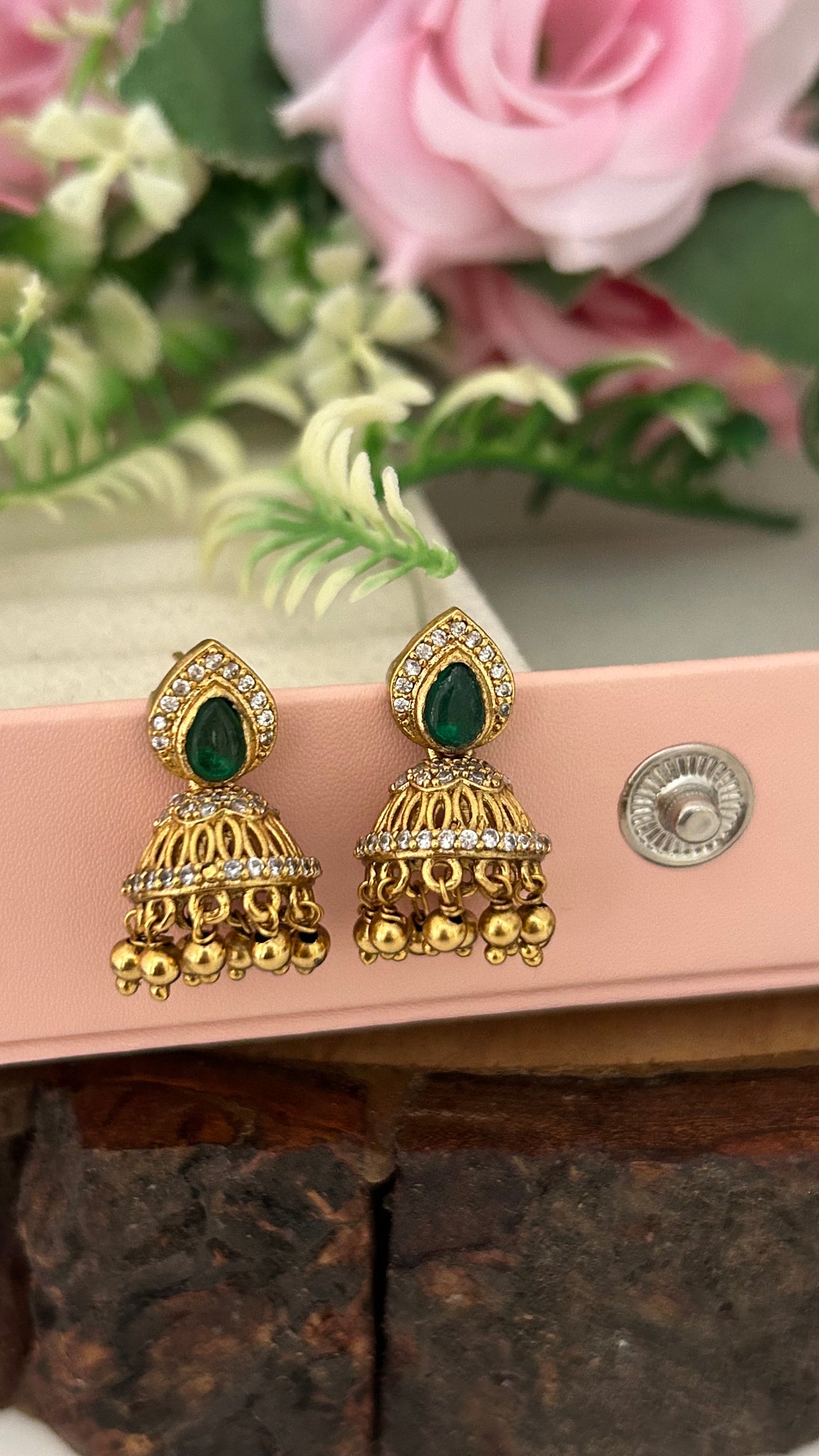 Traditional Green Jhumkas for Festive & Wedding Look ( small size only)