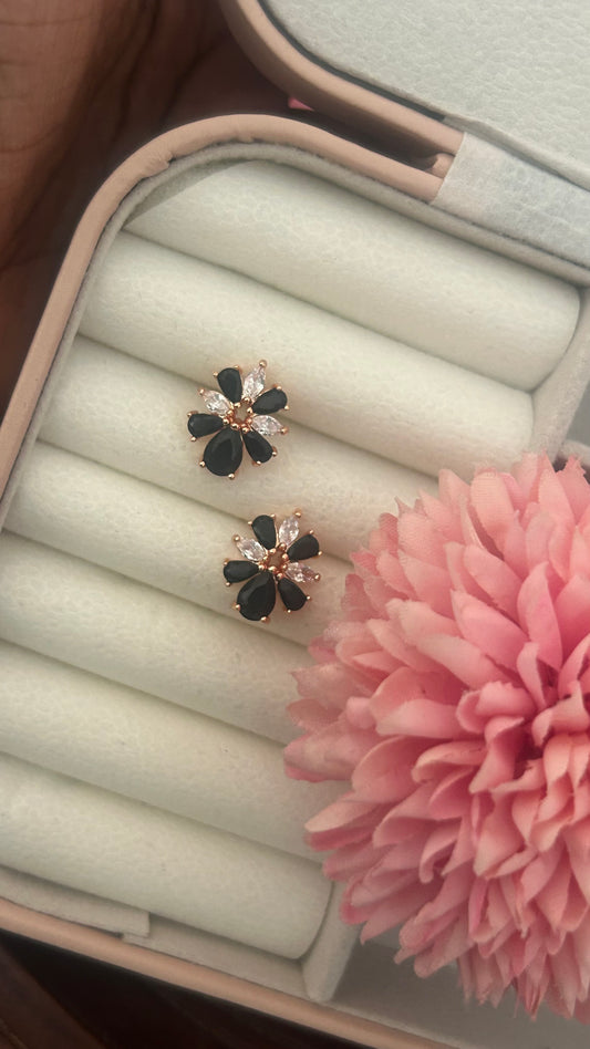 CZ flower stud with petals in colours