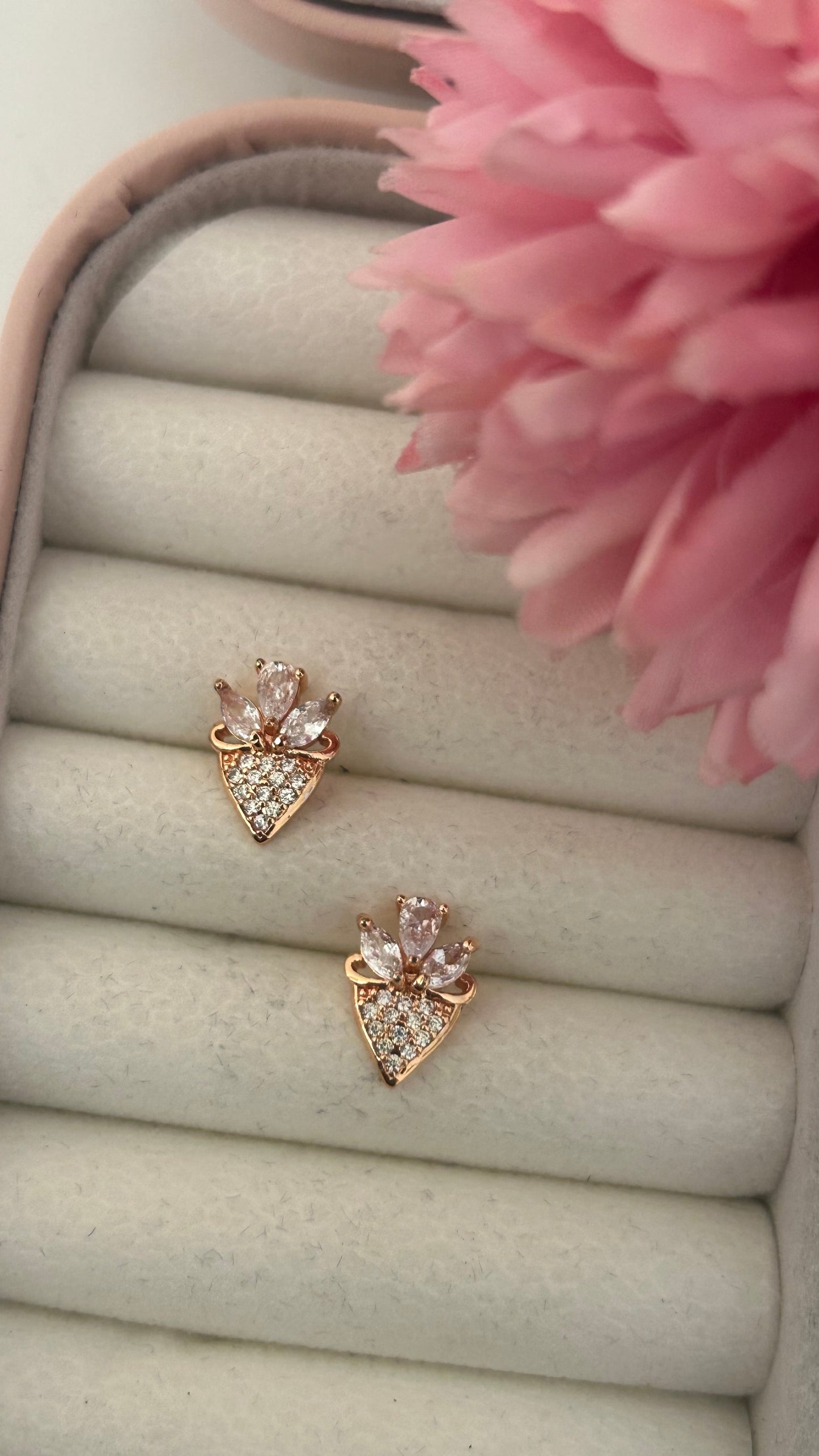 Pastel Leaf Design Stone Studs for Women