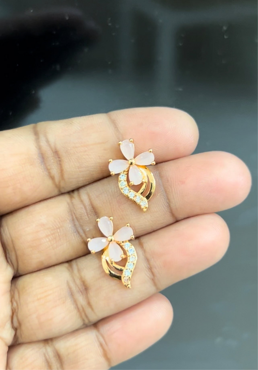 CZ peach color flower stud