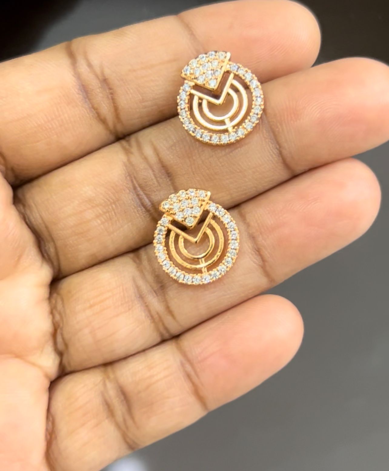 CZ Gold plated white stones with Diamond look alike studs