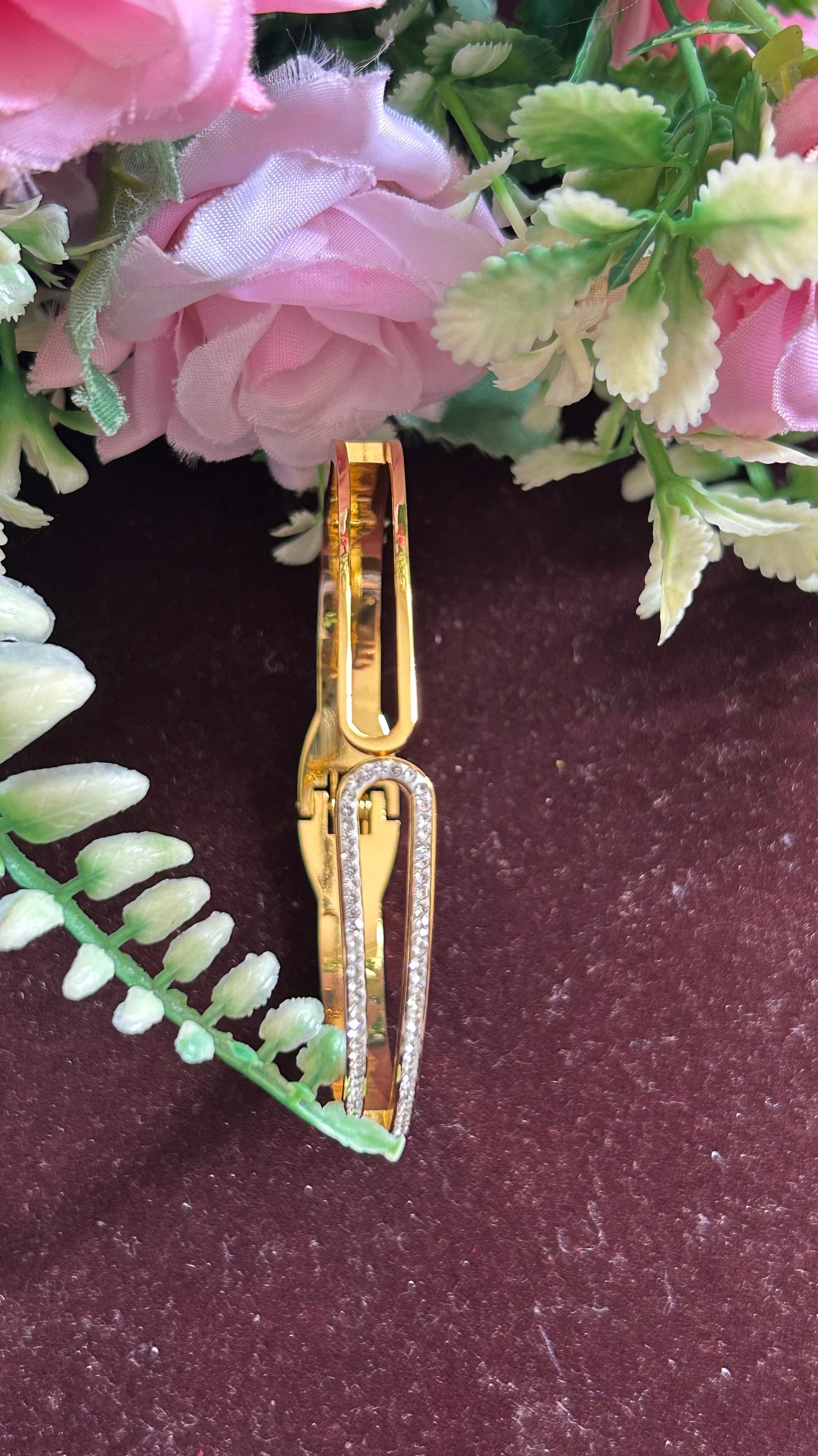 Elegant Openable Golden-Toned Kada with CZ Stones