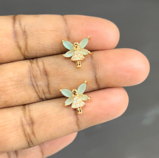 CZ LIGHT GREEN BUTTERFLY STUD