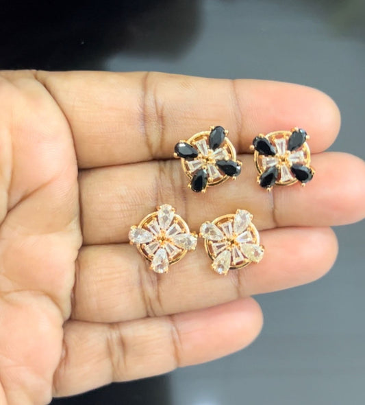 CZ 4 PETAL FLOWER STUDS