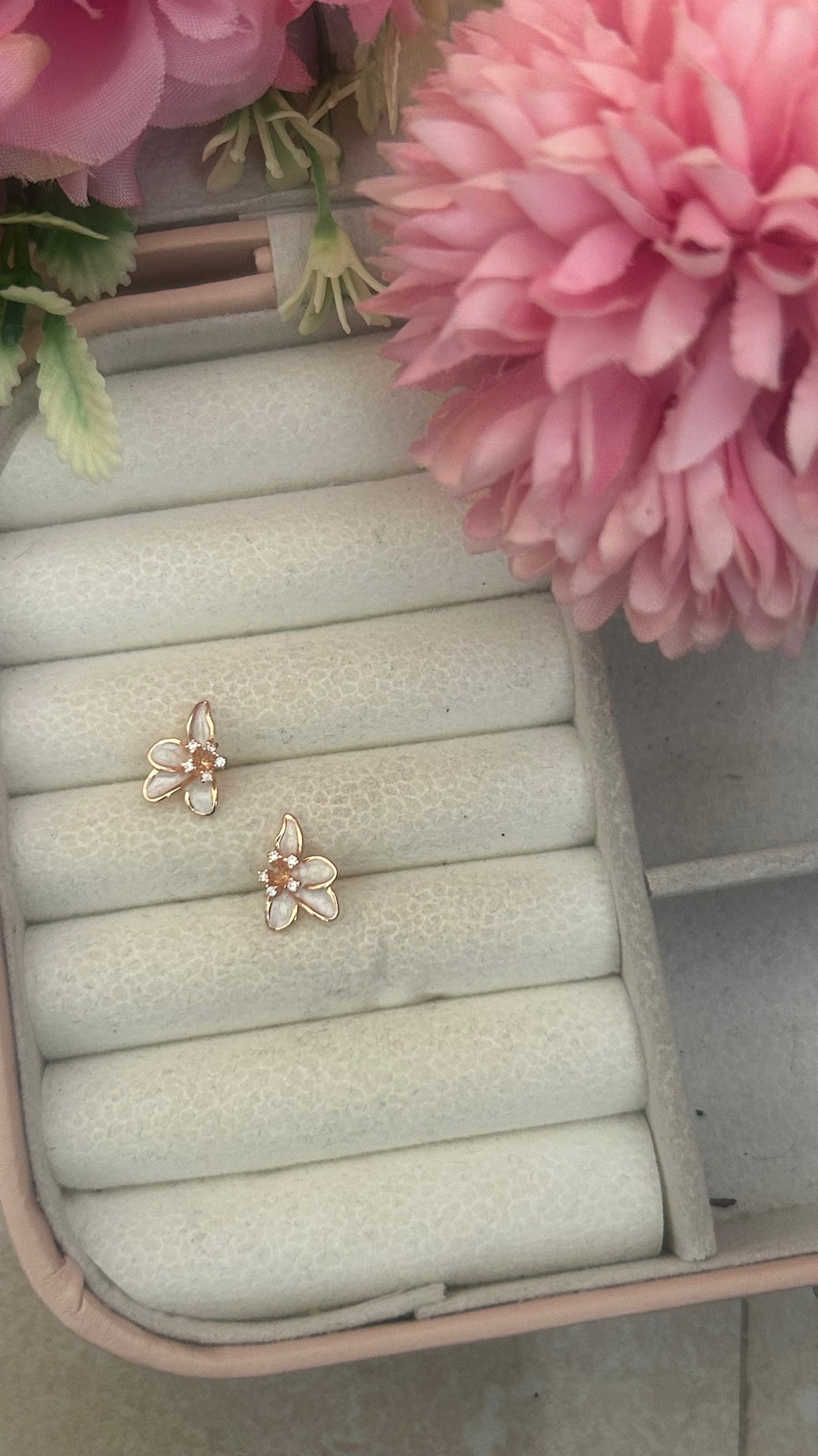 "Butterfly Stud Earrings Set – Pink, Blue & White Crystal Wings with Gold Accents"