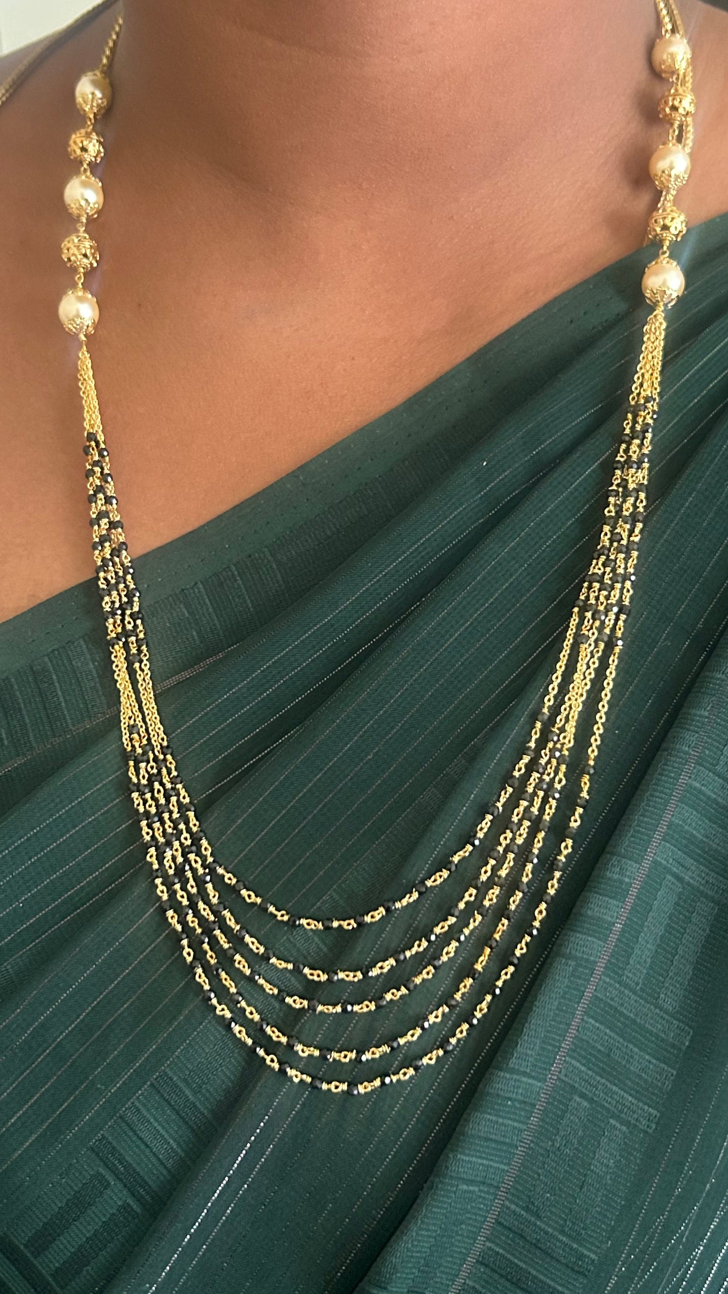 Premium Black Beads Layered Fusion Mangalsutra