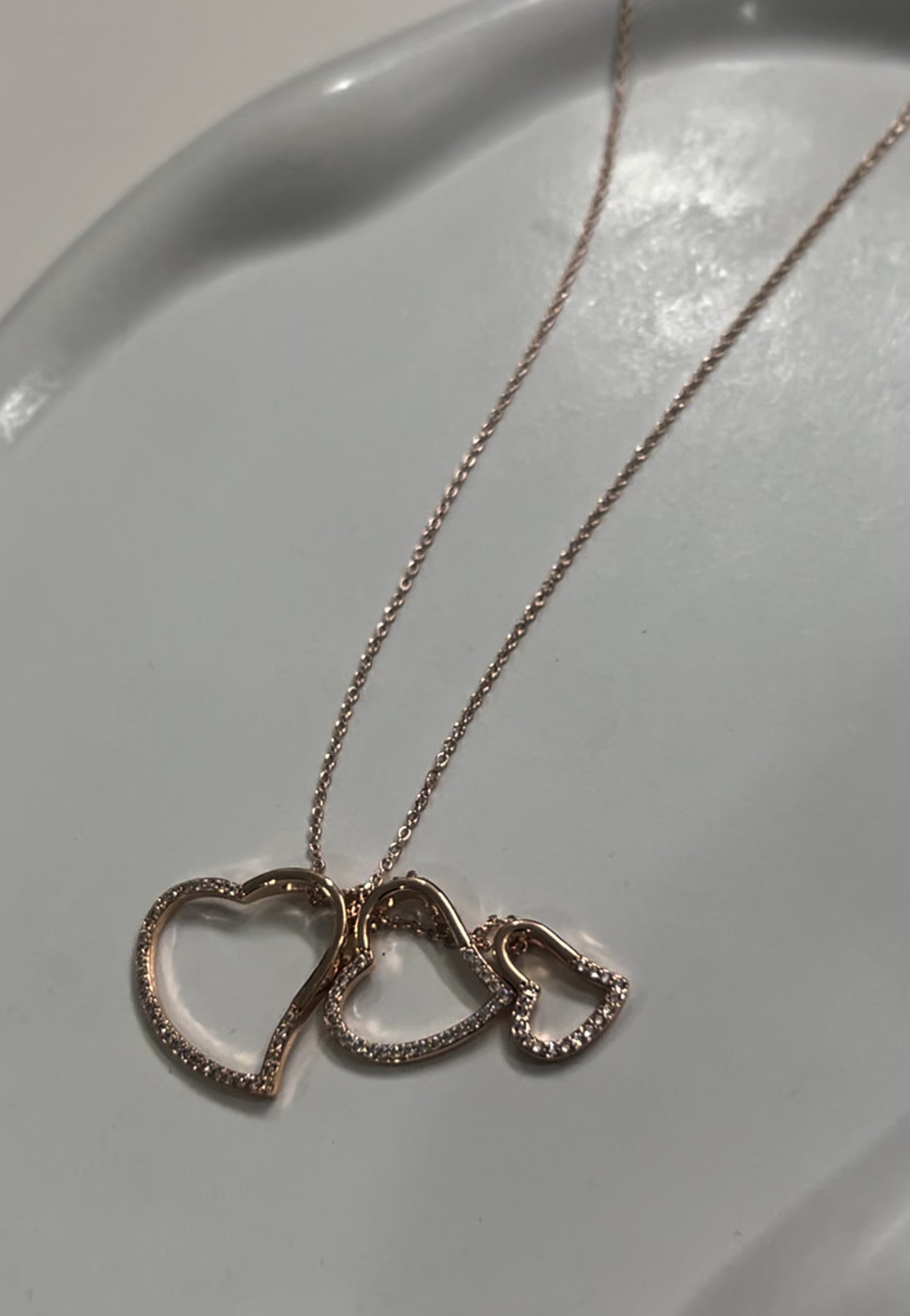 CZ chain with 3 layer heart shape pendent