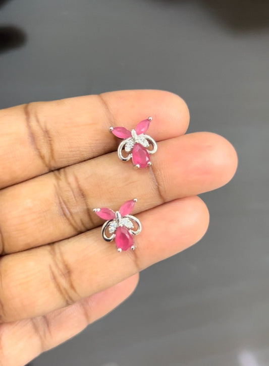 CZ RED BEE SHAPE STUD