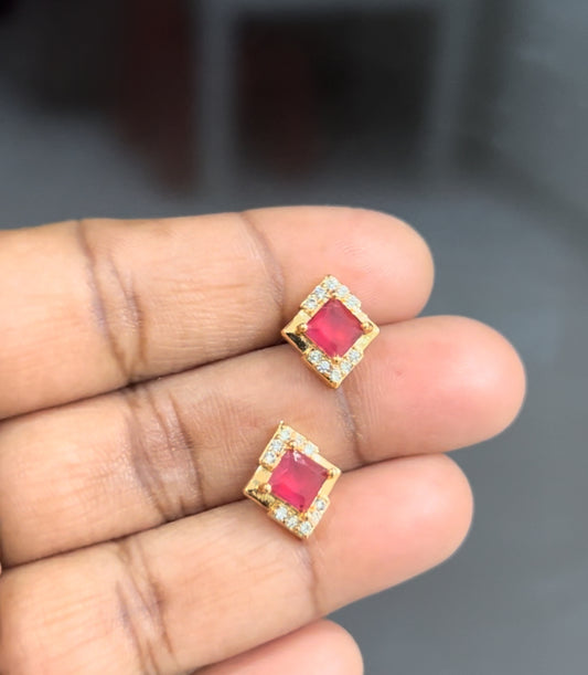 Cz diamond shape studs in colours