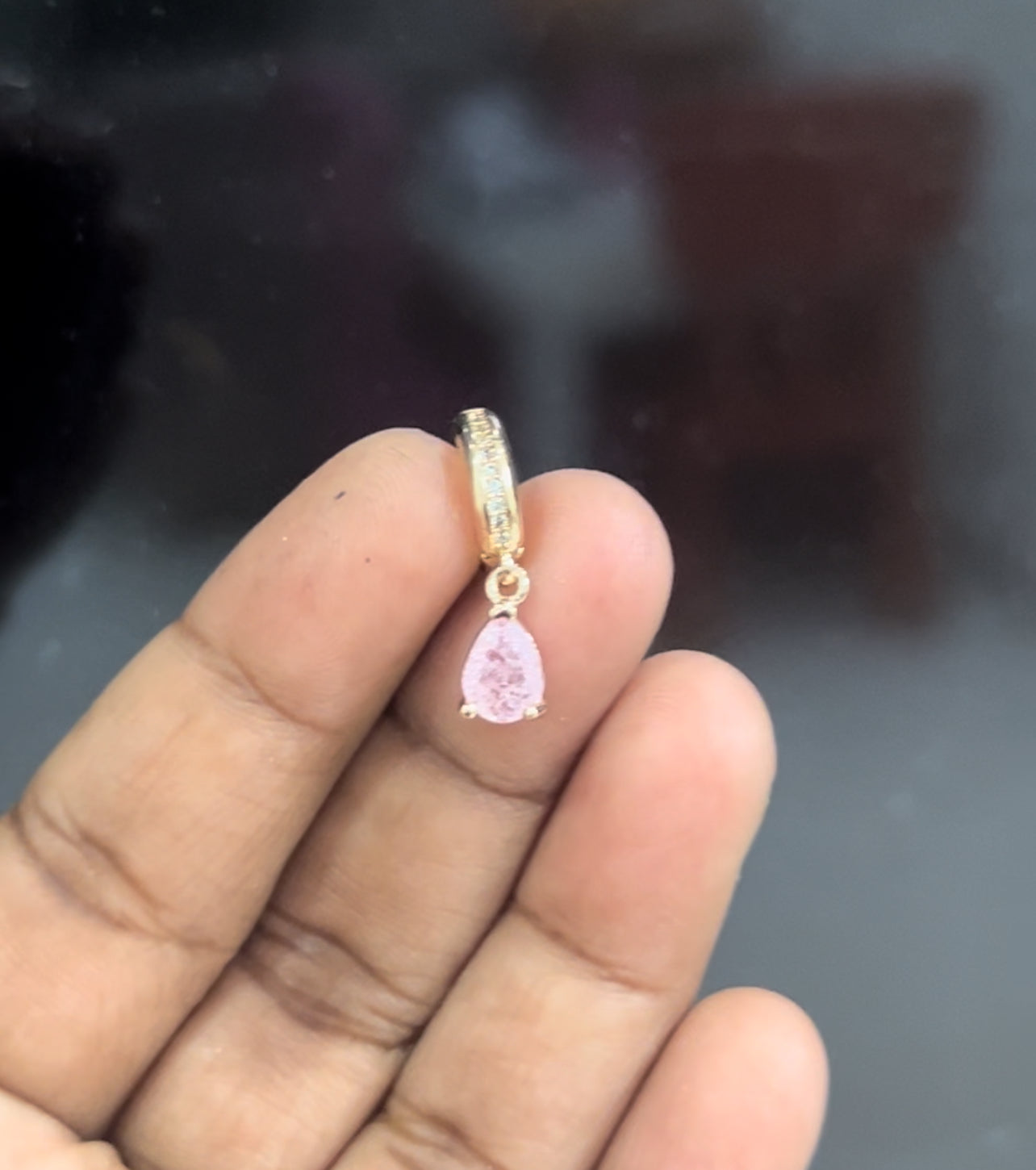 CZ Bali earrings in light pink colour hangings