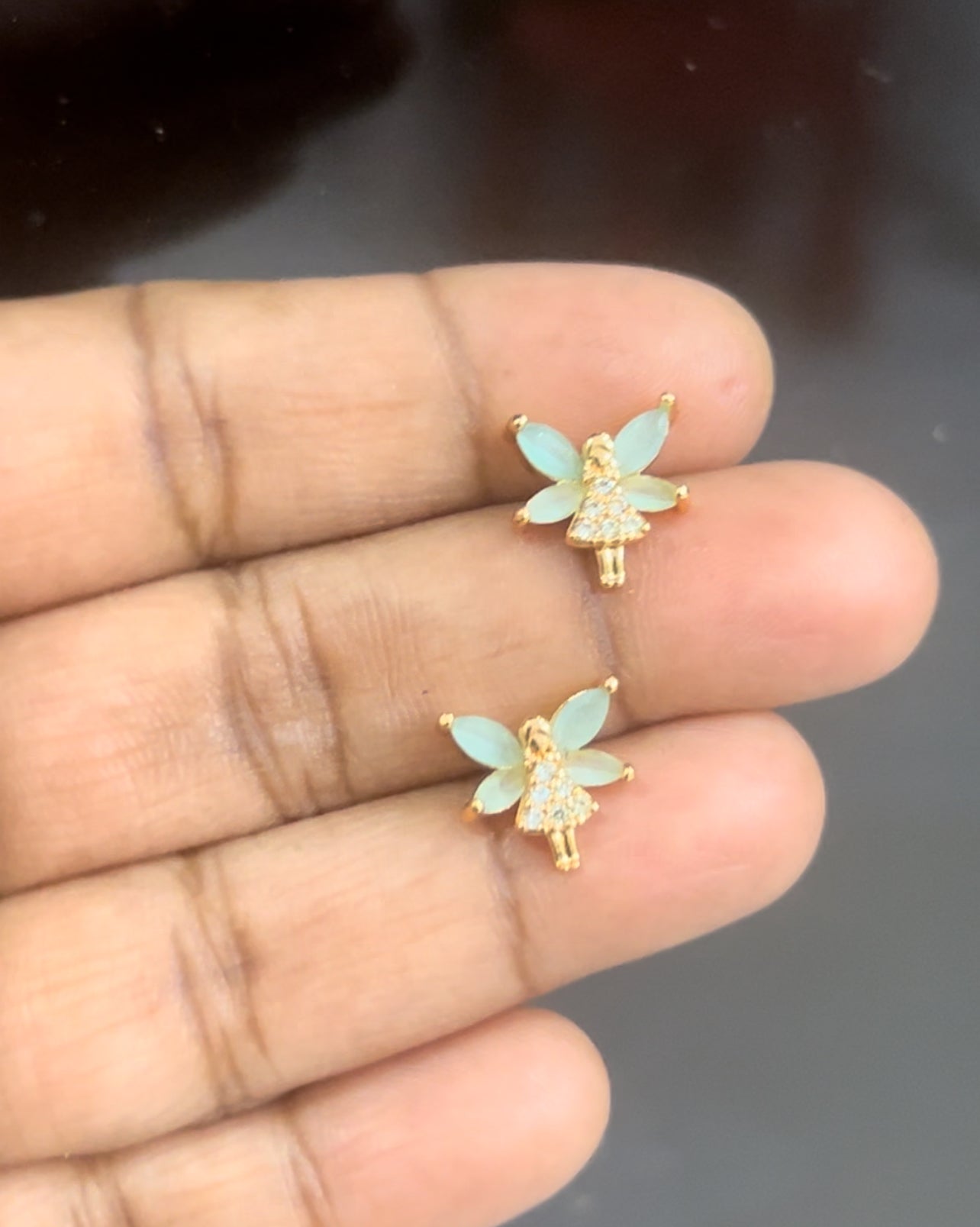 CZ butterfly stud in colours