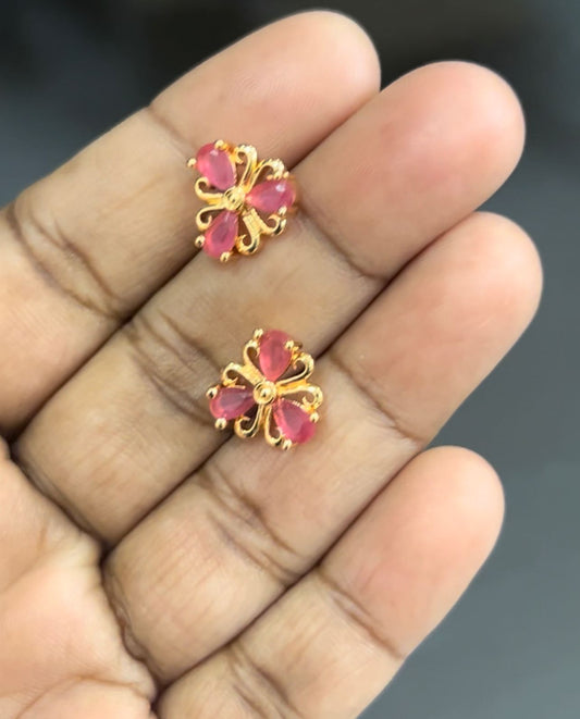 CZ  3 PETAL FLOWER STUD