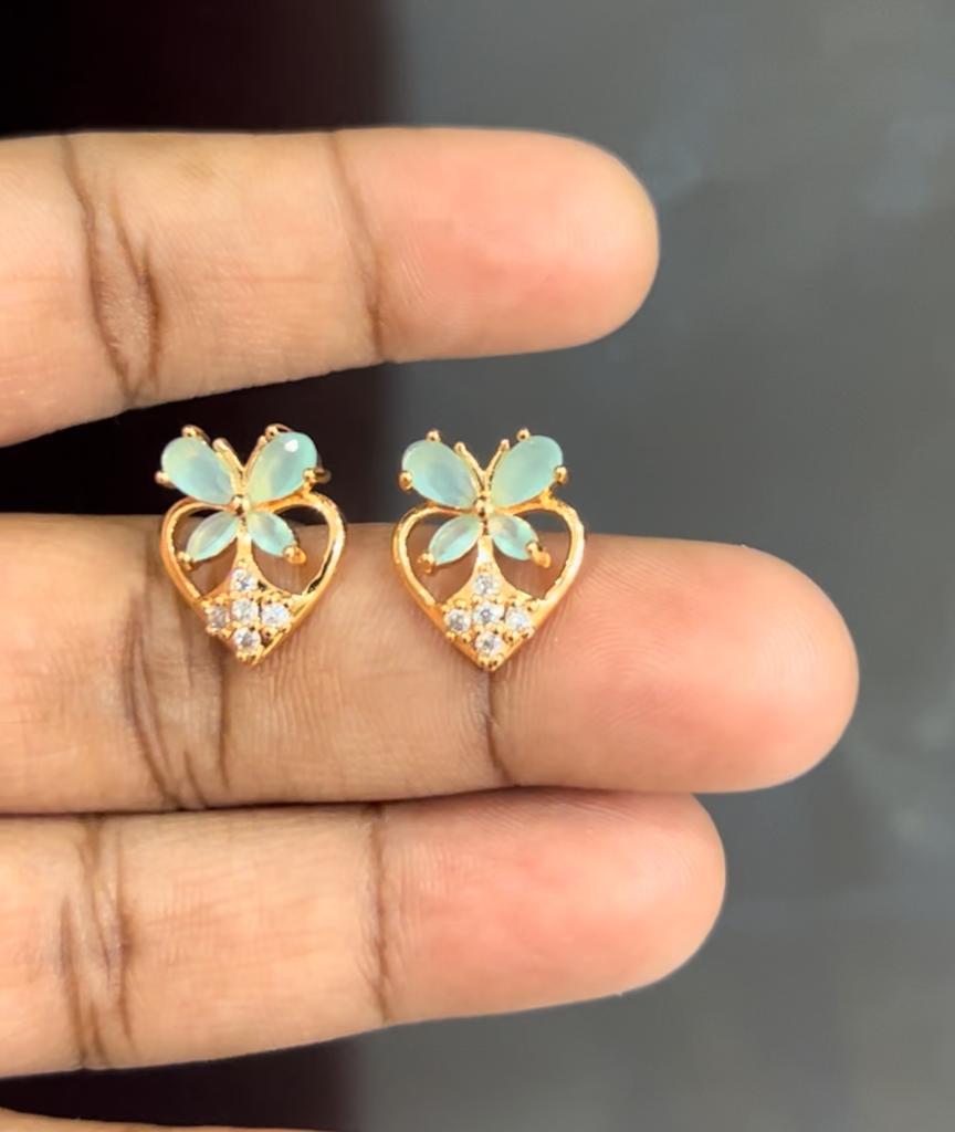 CZ Butterfly stud with ocean blue stones