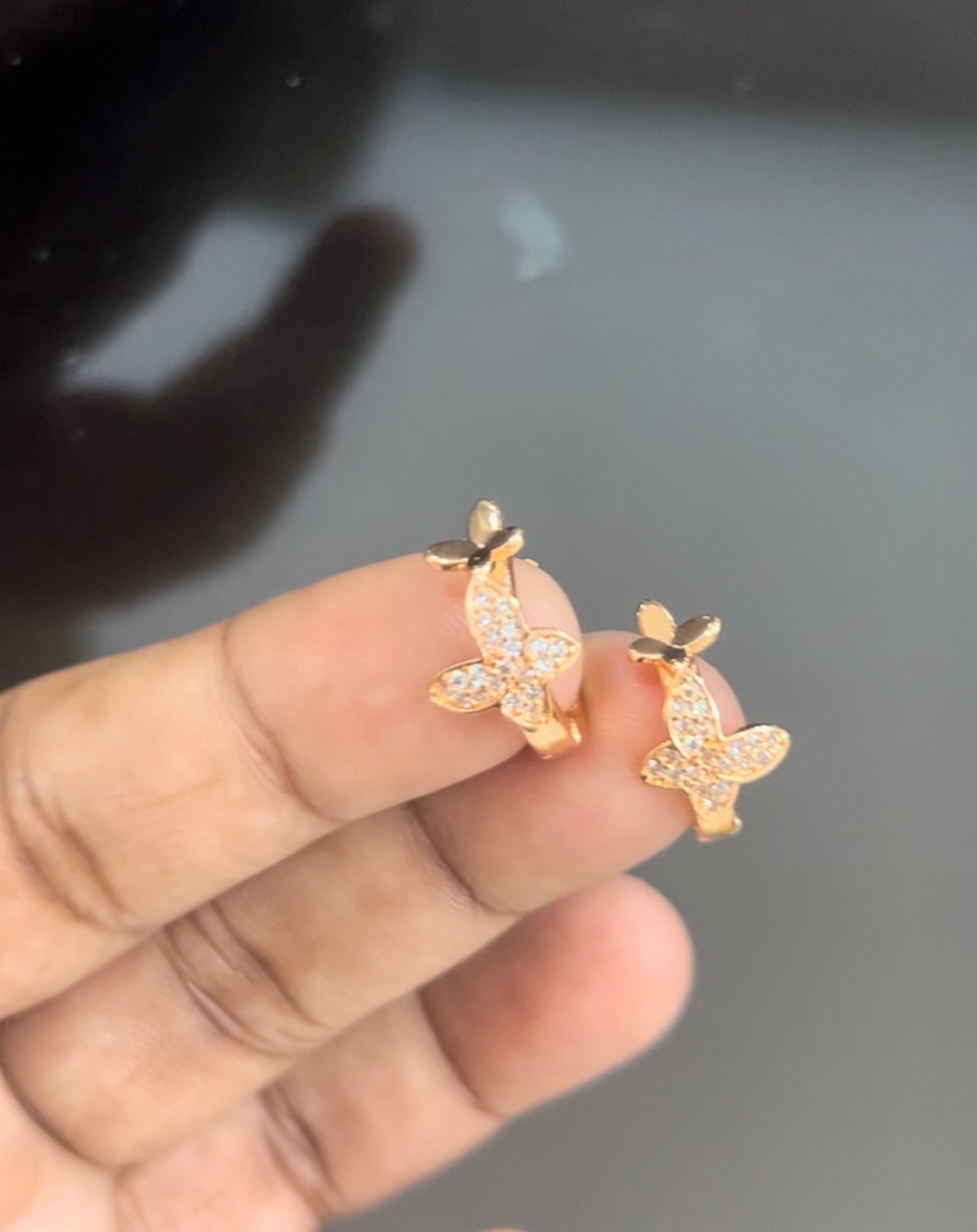 CZ Bali earrings with small butterflies