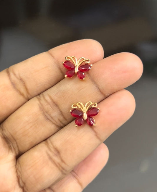 CZ RED BUTTERFKY STUD