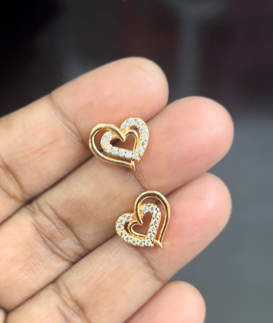 CZ double heart shape earrings