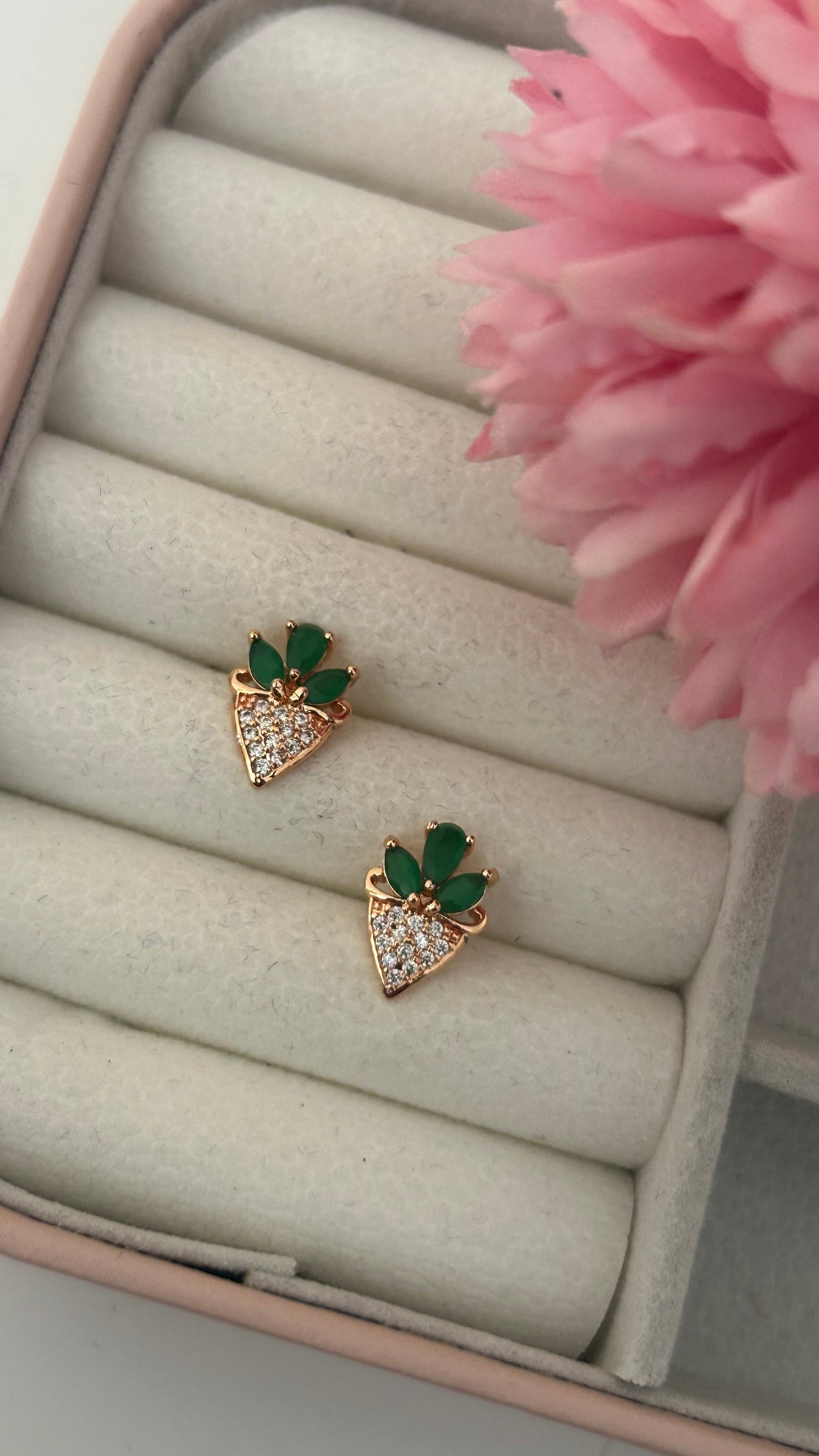 Pastel Leaf Design Stone Studs for Women