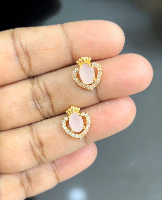 CZ OVAL SHAPE STUD IN PEACH